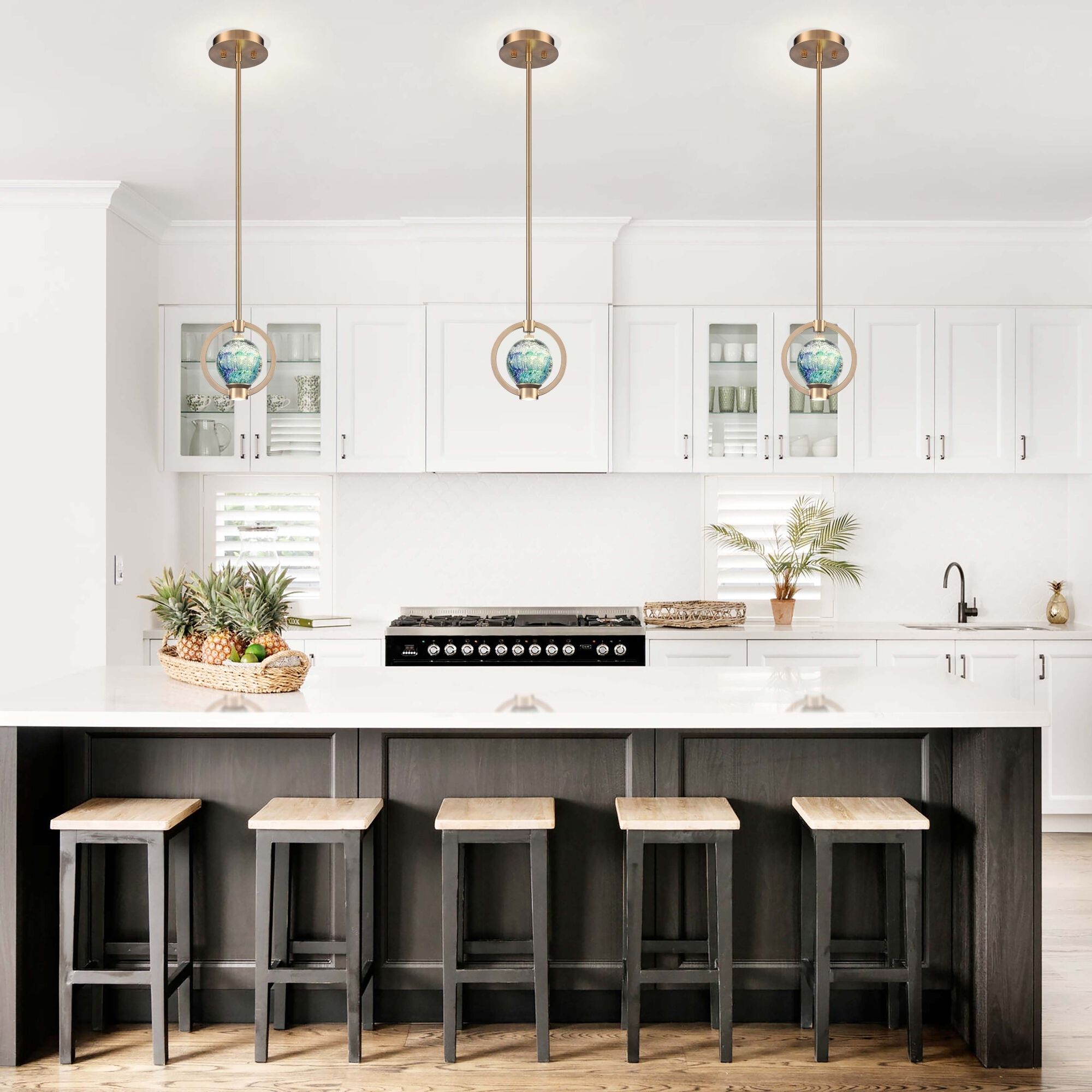 Utopia 1 Light 4 inch Lacquered Gold Pendant Ceiling Light