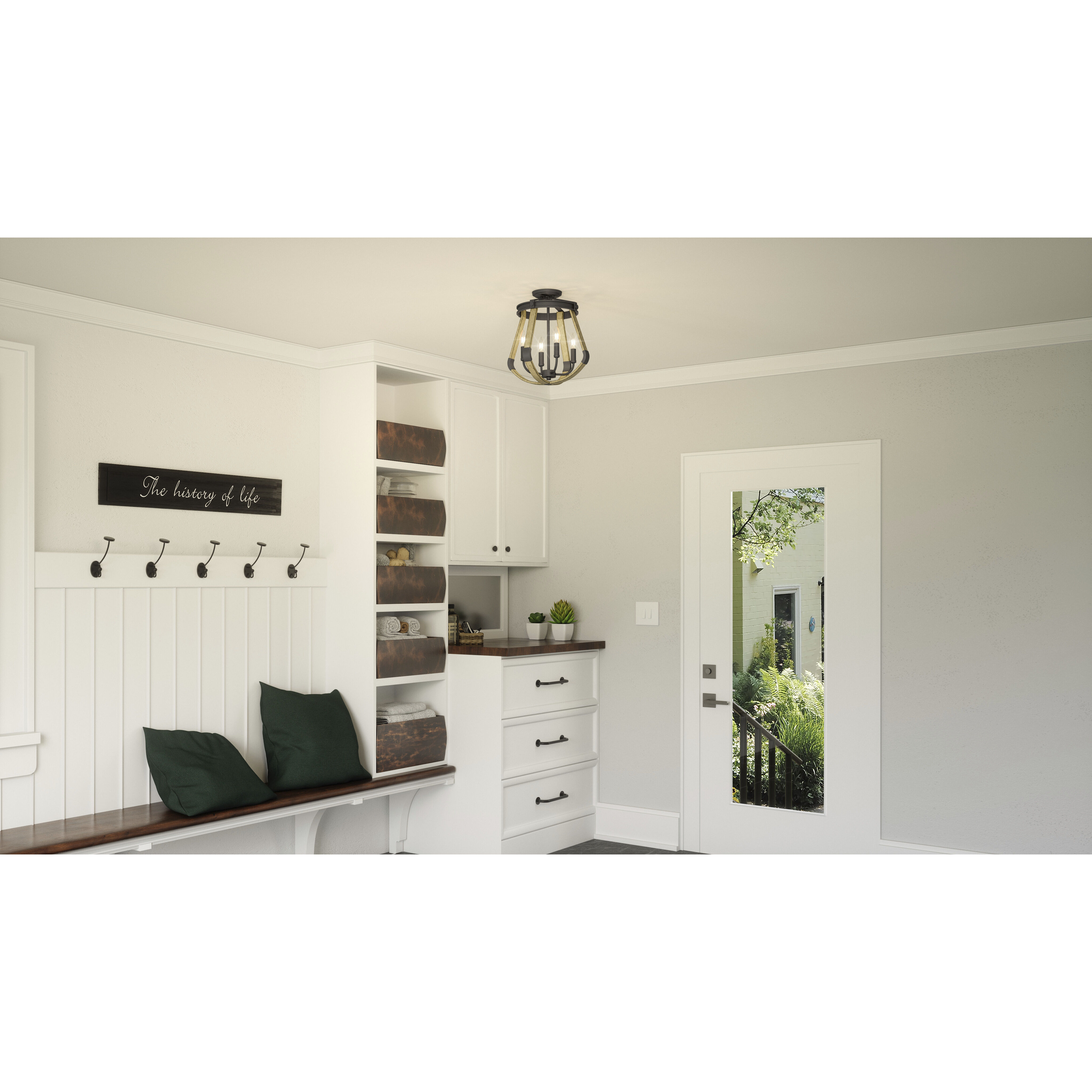 Demura 4 Light 16 inch Matte Black Semi-Flush Mount Ceiling Light