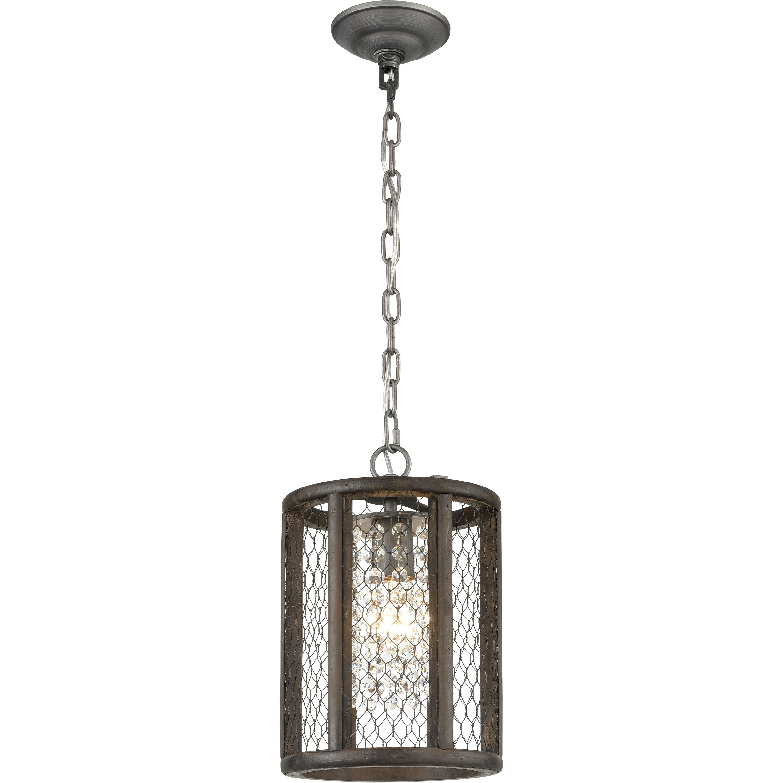 Renaissance Invention 1 Light 8 inch Aged Wood with Weathered Zinc Mini Pendant Ceiling Light