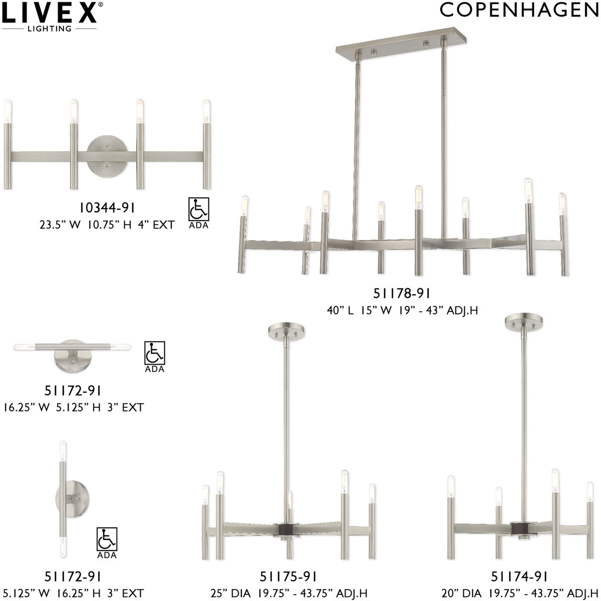 Copenhagen 4 Light 20 inch Brushed Nickel Mini Chandelier Ceiling Light