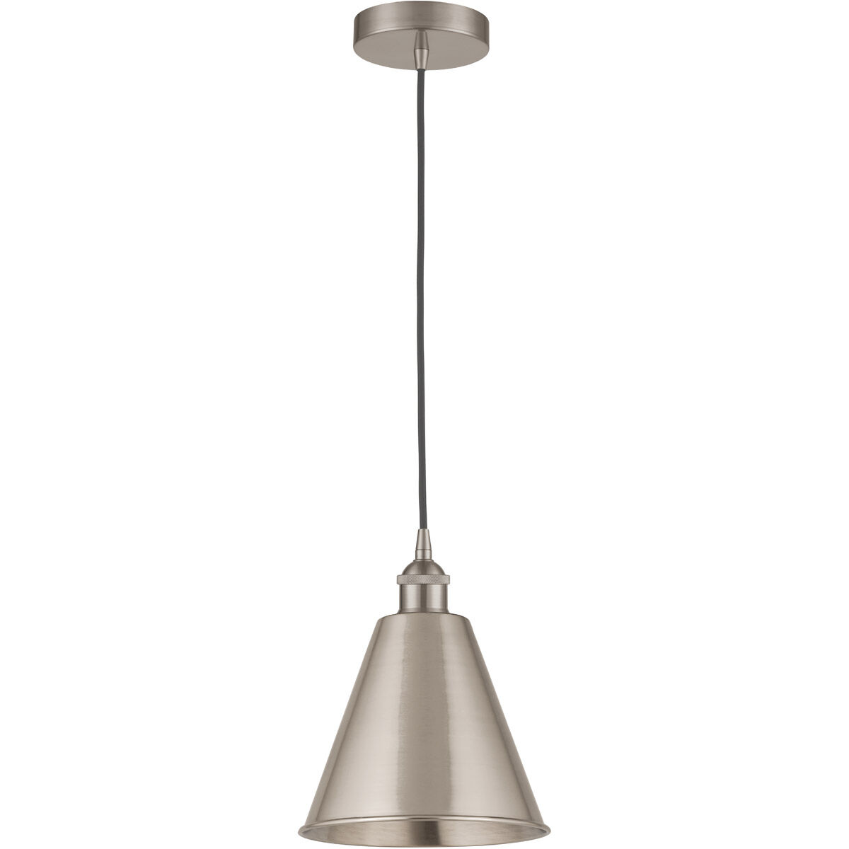 Edison Cone LED 8 inch Brushed Satin Nickel Mini Pendant Ceiling Light