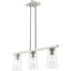 Cityview 3 Light 30 inch Brushed Nickel Linear Chandelier Ceiling Light