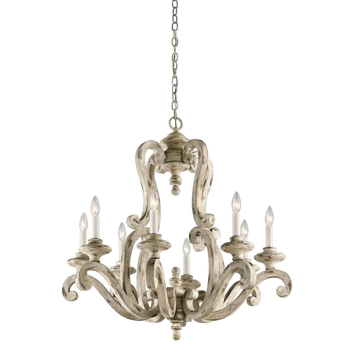 Hayman Bay 8 Light 32 inch Distressed Antique White Chandelier 1 Tier Large Ceiling Light, 1 Tier Large