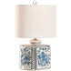 Blue and White Floral 13 inch 100.00 watt Blue and White/Cream Table Lamp Portable Light