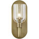 Lucian Wall/Vanity Light Wall Light in Vintage Brass, Clear Crystal