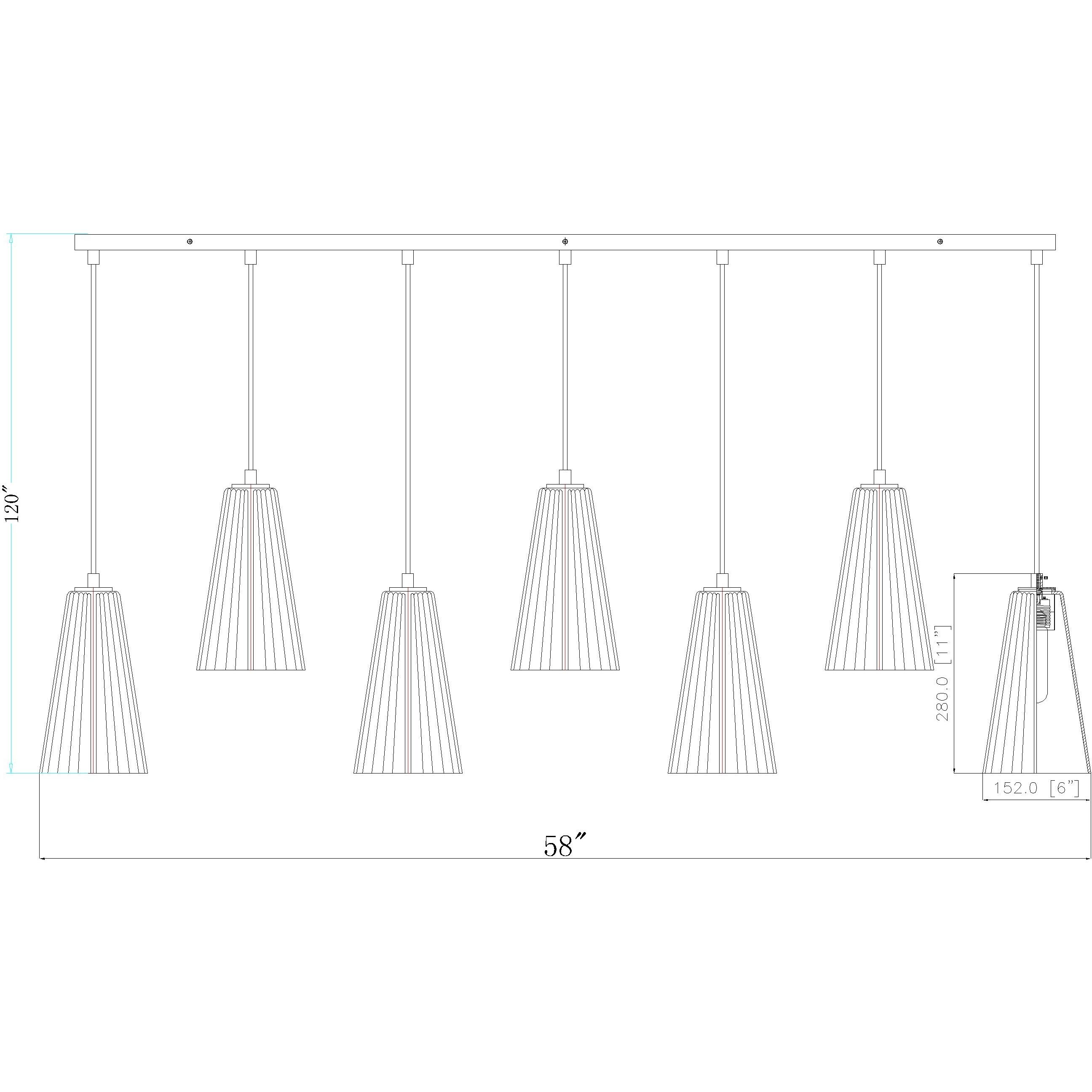 Farrell 7 Light 54 inch Modern Gold Linear Chandelier Ceiling Light