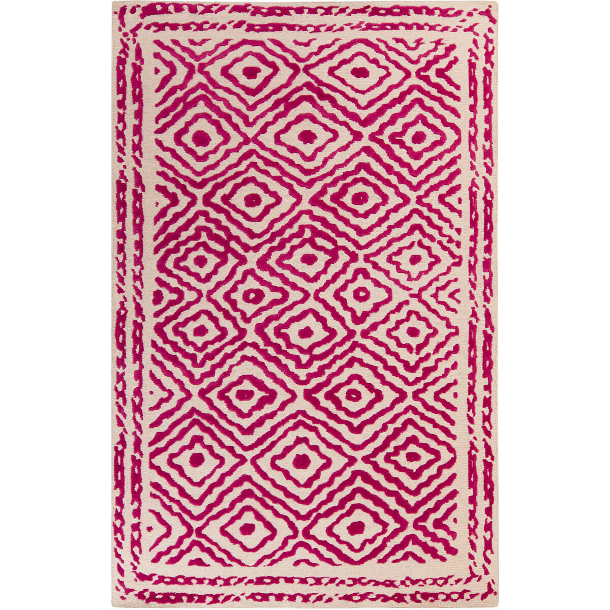 Atlas 96 X 60 inch Bright Pink, Beige Rug