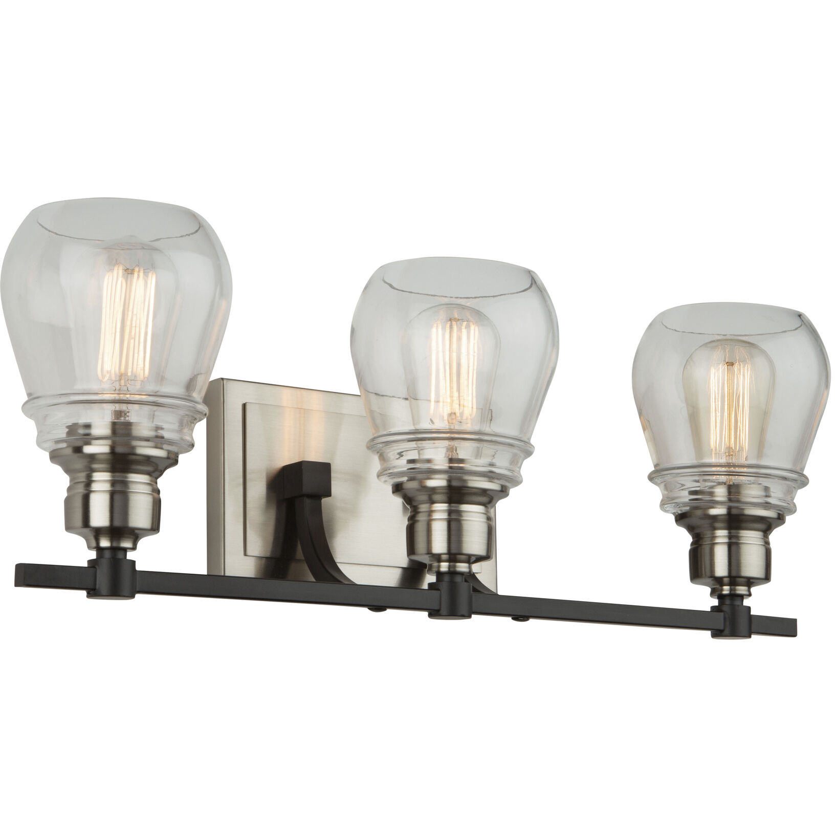 Nelson 3 Light 21.65 inch Black and Brushed Nickel Vanity Light Wall Light