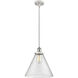 Ballston X-Large Cone 1 Light 12 inch White and Polished Chrome Pendant Ceiling Light in Seedy Glass