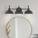 Mill Valley 3 Light 22.75 inch Matte Black Bath Vanity Wall Light, Medium