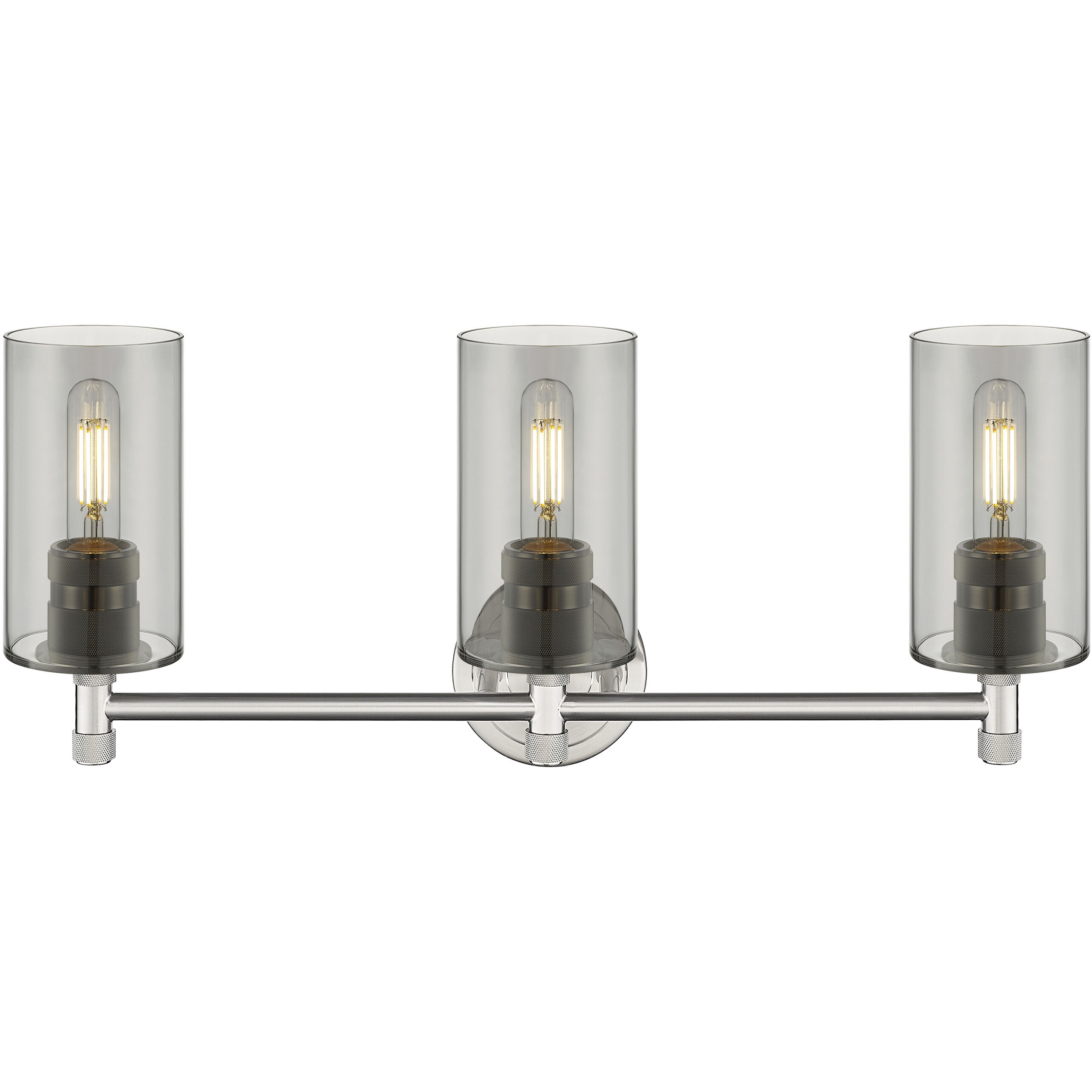 Downtown Urban Crown Point 3 Light 23.88 inch Satin Nickel Bath Vanity Light Wall Light in Plated Smoke