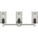 Downtown Urban Crown Point 3 Light 23.88 inch Satin Nickel Bath Vanity Light Wall Light in Plated Smoke