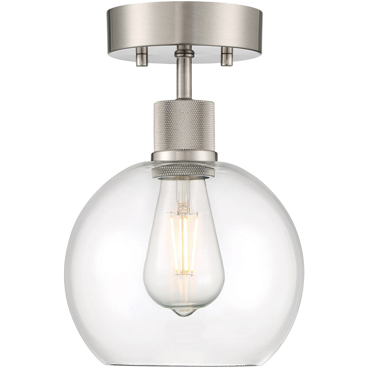 Port Nine LED 8 inch Brushed Steel Semi-Flush Ceiling Light