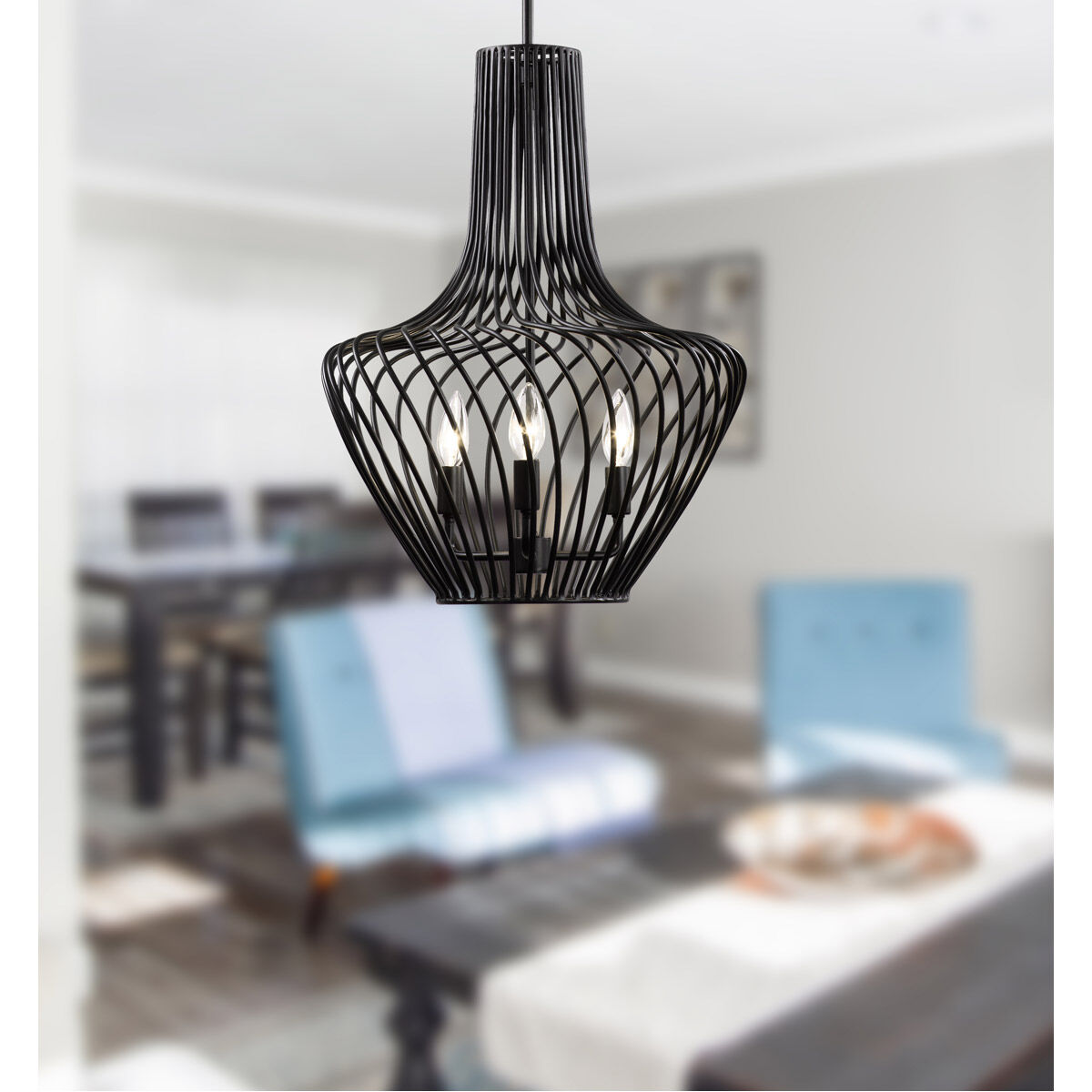 Elsa 3 Light 16 inch Black Pendant Ceiling Light