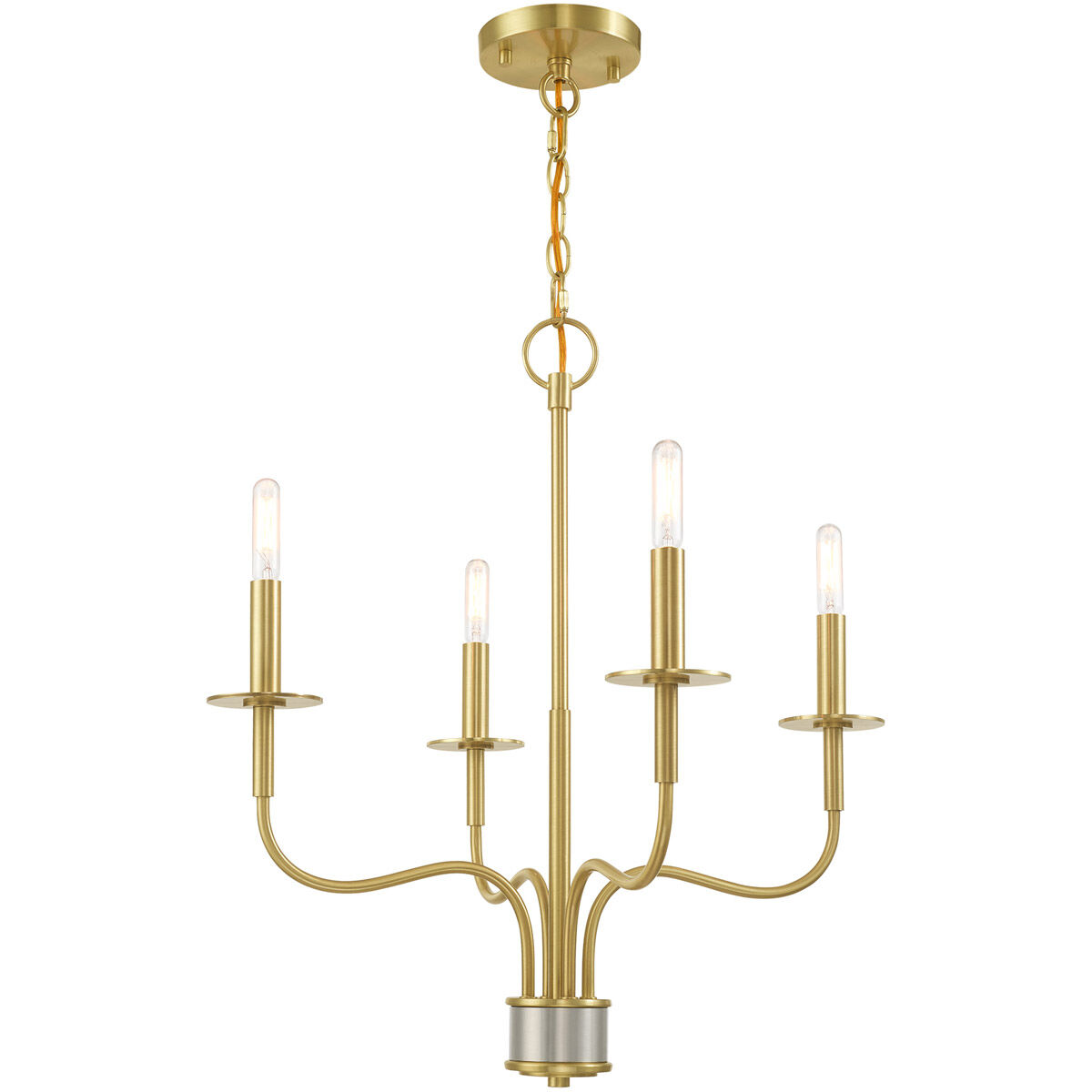 Lisbon 4 Light 20 inch Satin Brass Mini Chandelier Ceiling Light