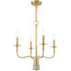Lisbon 4 Light 20 inch Satin Brass Mini Chandelier Ceiling Light