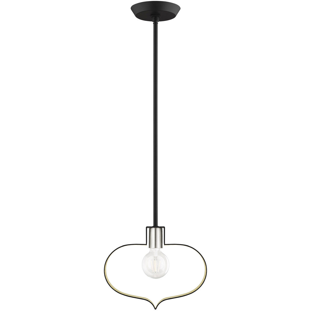 Meadowbrook 1 Light 12 inch Black with Brushed Nickel Accents Pendant Ceiling Light
