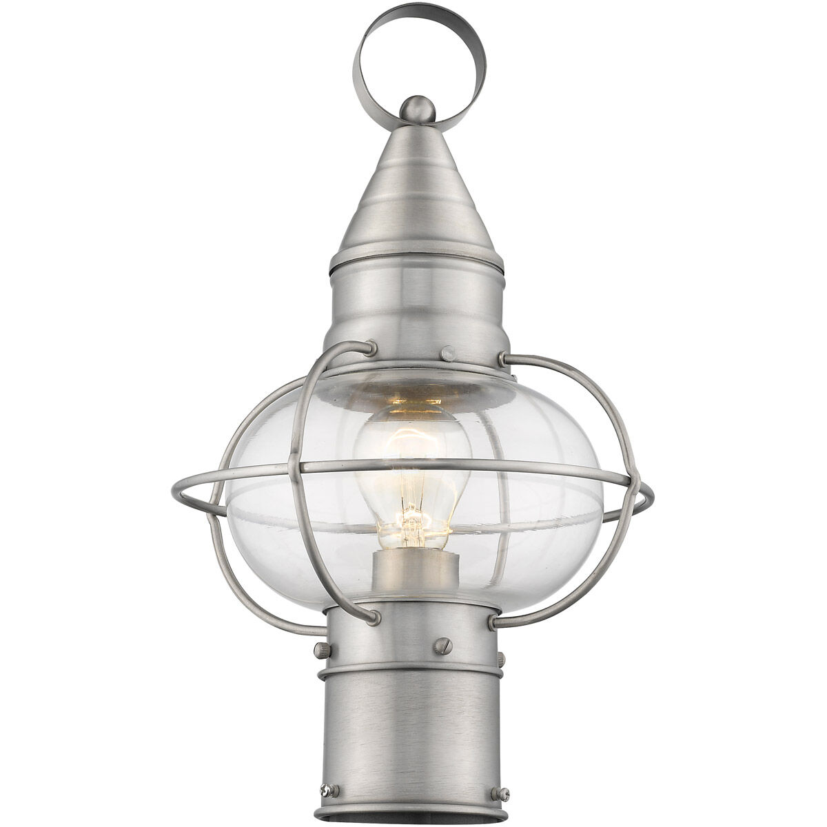 Newburyport 1 Light 15 inch Brushed Nickel Outdoor Post Top Lantern