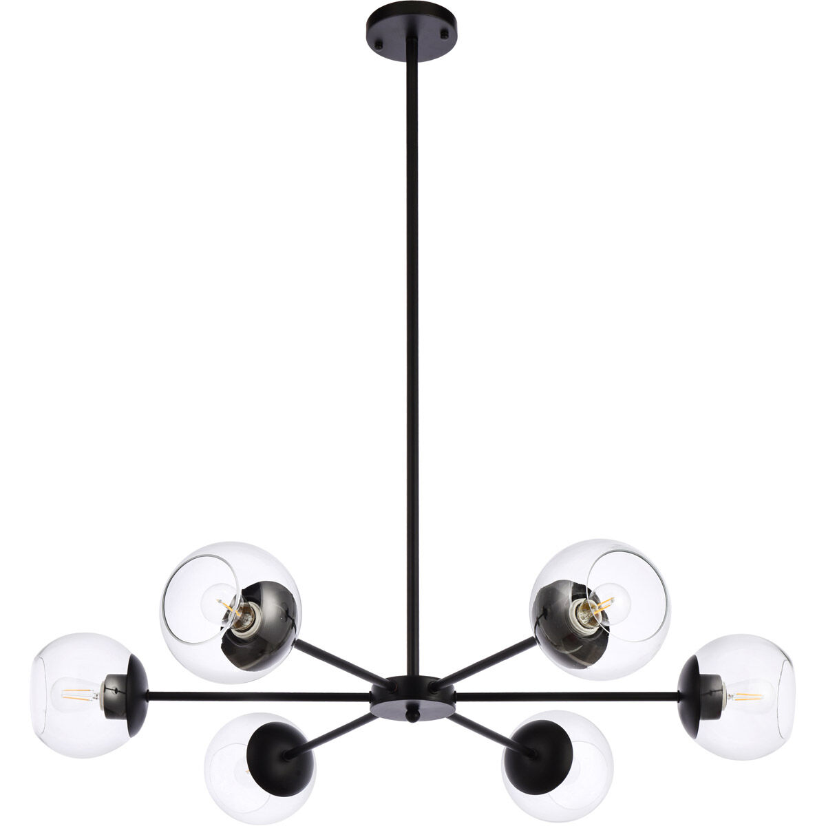 Briggs 6 Light 36 inch Black Pendant Ceiling Light