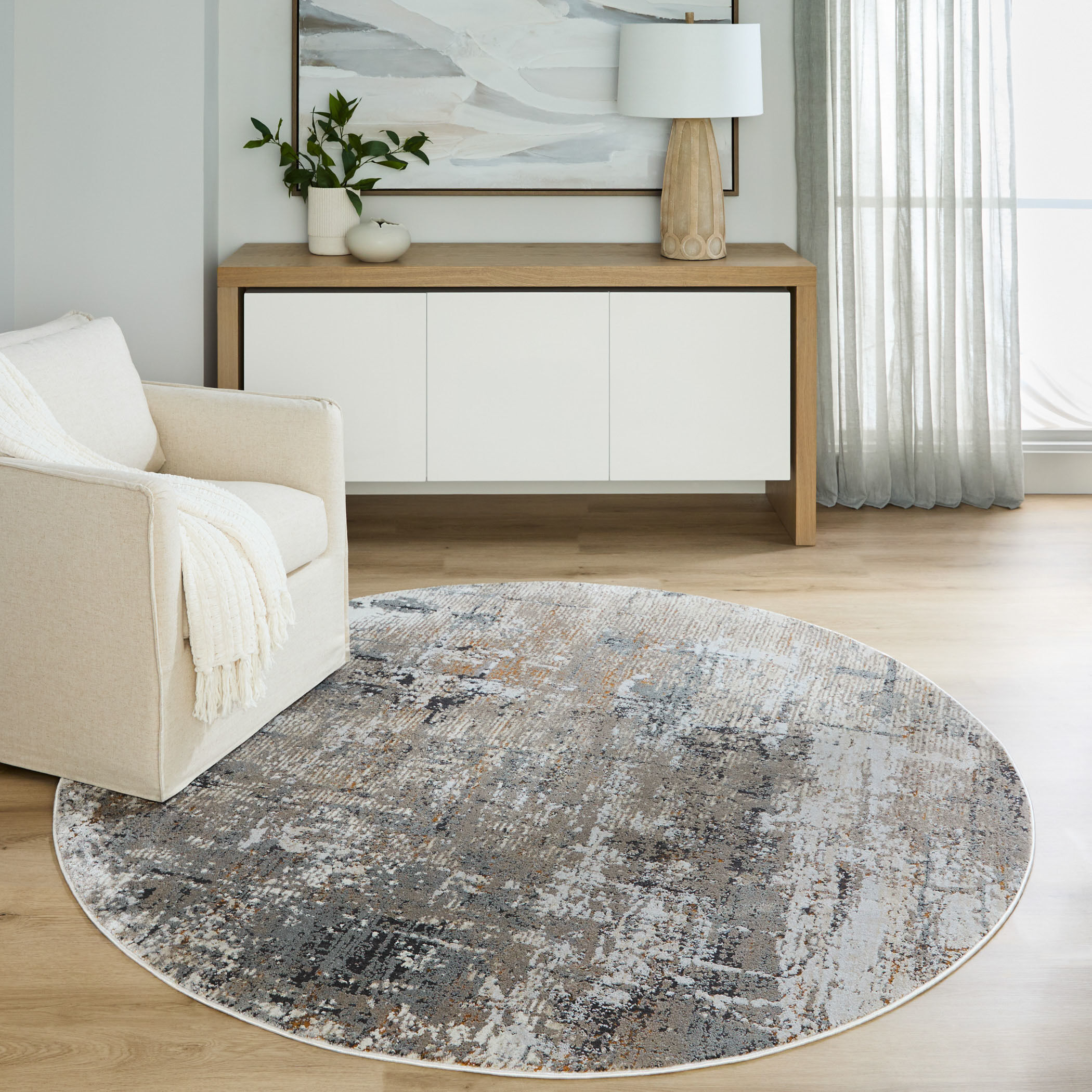 Hadim Black/Grey Rug in 5 Round