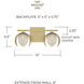 Flora 2 Light 14 inch Buffed Gold Vanity Light Wall Light
