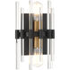 Santiago 2 Light 8 inch Black with Warm Brass Accents Wall Sconce Wall Light