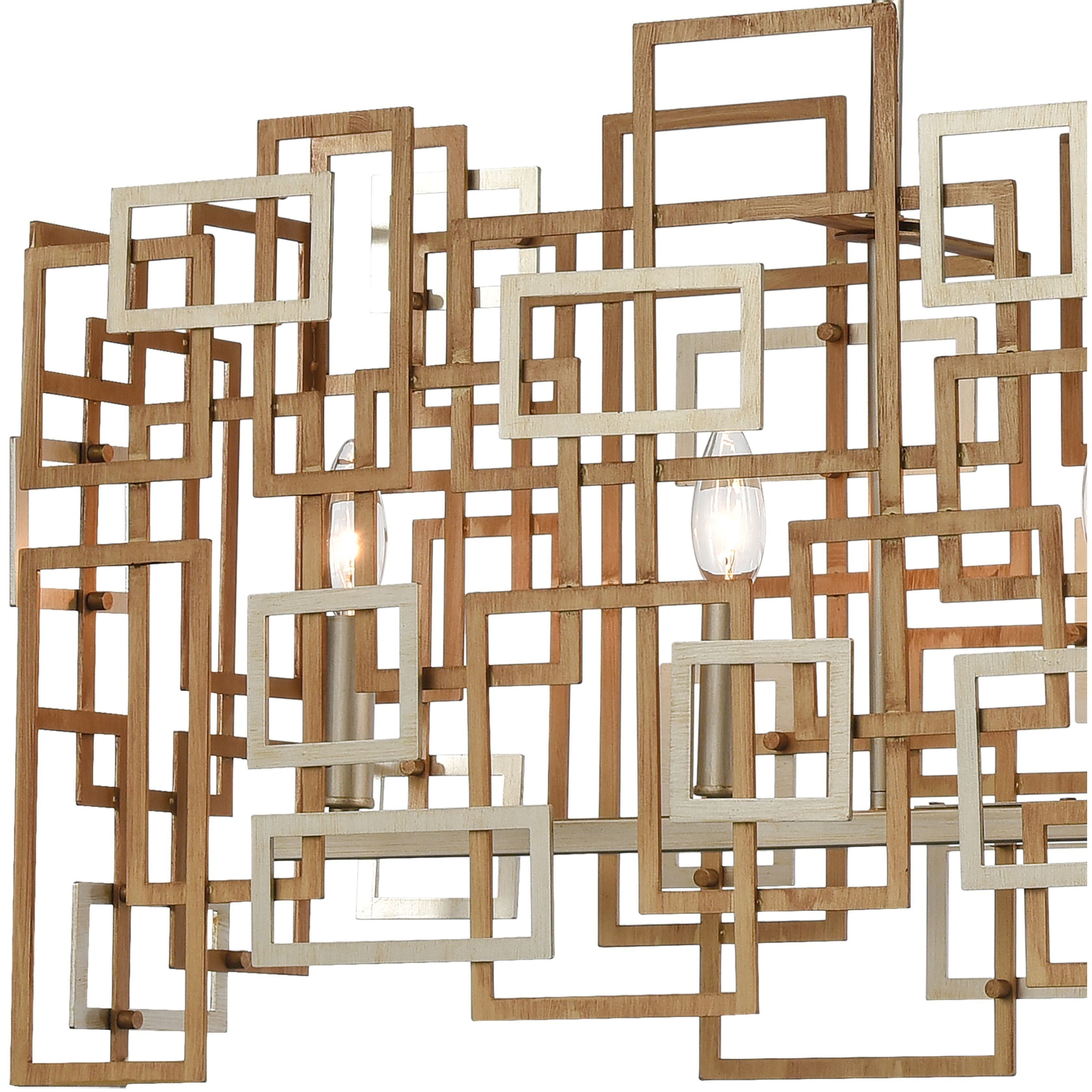 Gridlock 6 Light 44 inch Matte Gold Linear Chandelier Ceiling Light