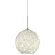 Coco 8 1 Light Satin Nickel Cord Pendant Ceiling Light in Incandescent, Carrera Glass