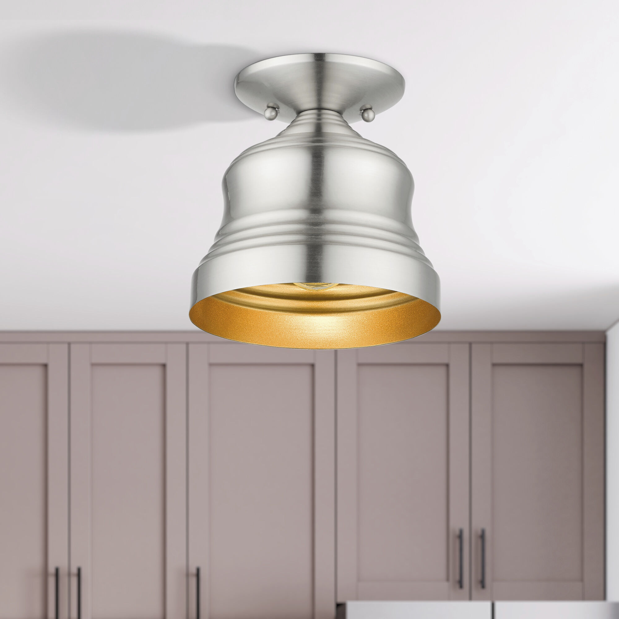 Endicott 1 Light 7 inch Brushed Nickel Bell Semi-Flush Ceiling Light, Petite