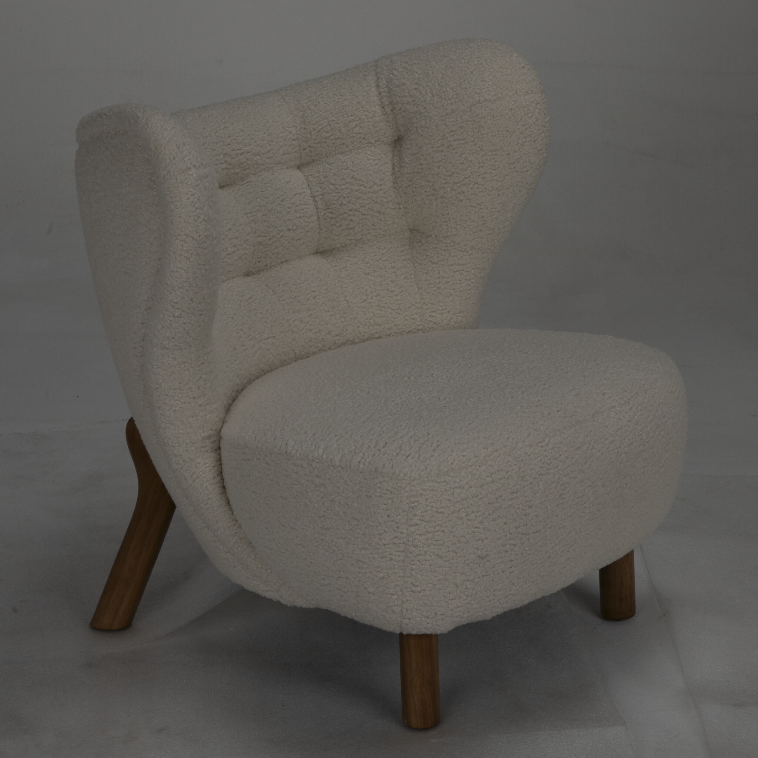 Boggio Dark Walnut and Off White Fabric Occasional Chair