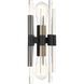 Santiago 2 Light 8 inch Black with Warm Brass Accents Wall Sconce Wall Light