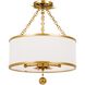 Broche 3 Light 14 inch Antique Gold Semi Flush Ceiling Light