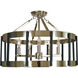 Pantheon 5 Light 22 inch Satin Pewter with Polished Nickel Semi-Flush Mount Ceiling Light in Satin Pewter/Polished Nickel