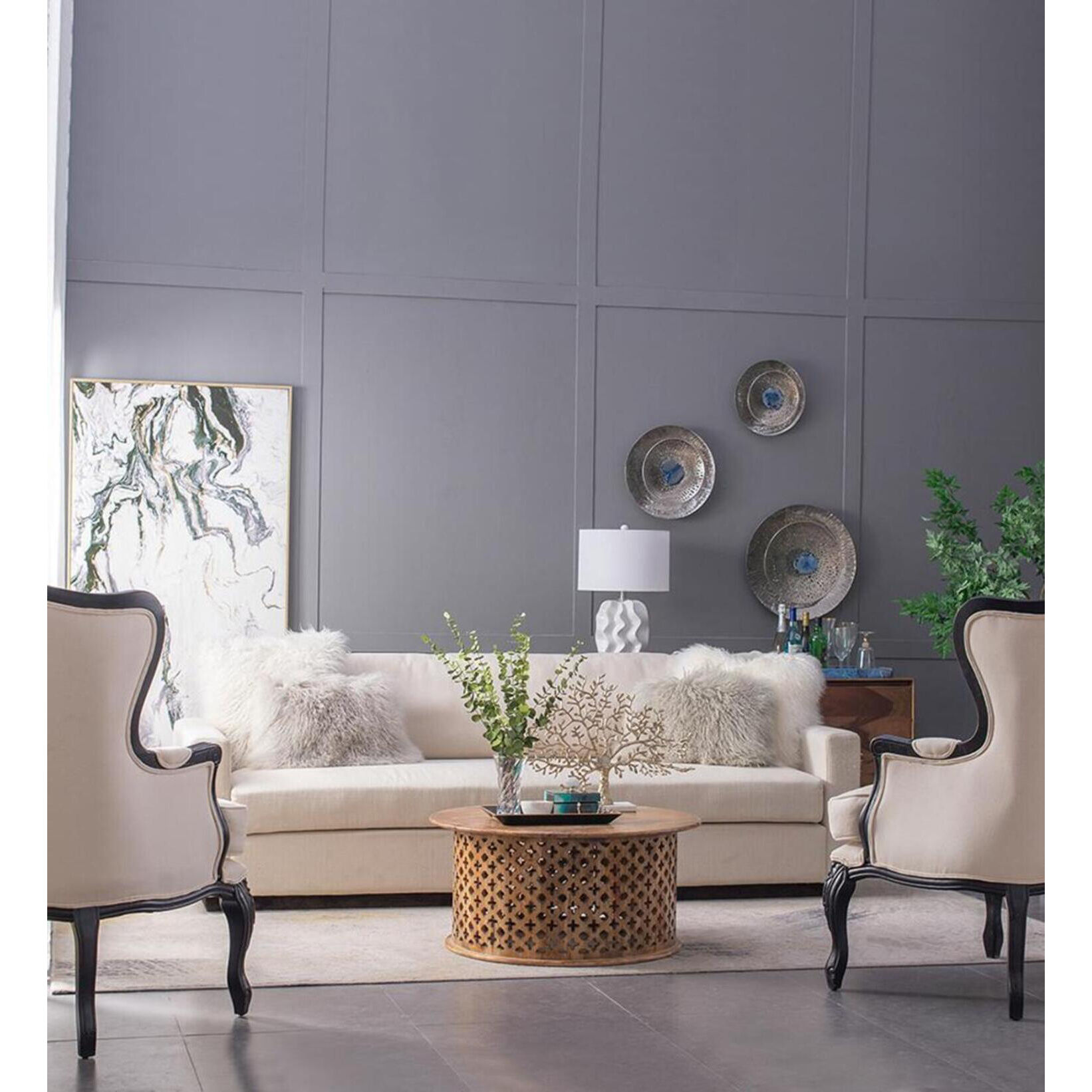 Anita Gold Finished Aluminum with White Marble Base Décor