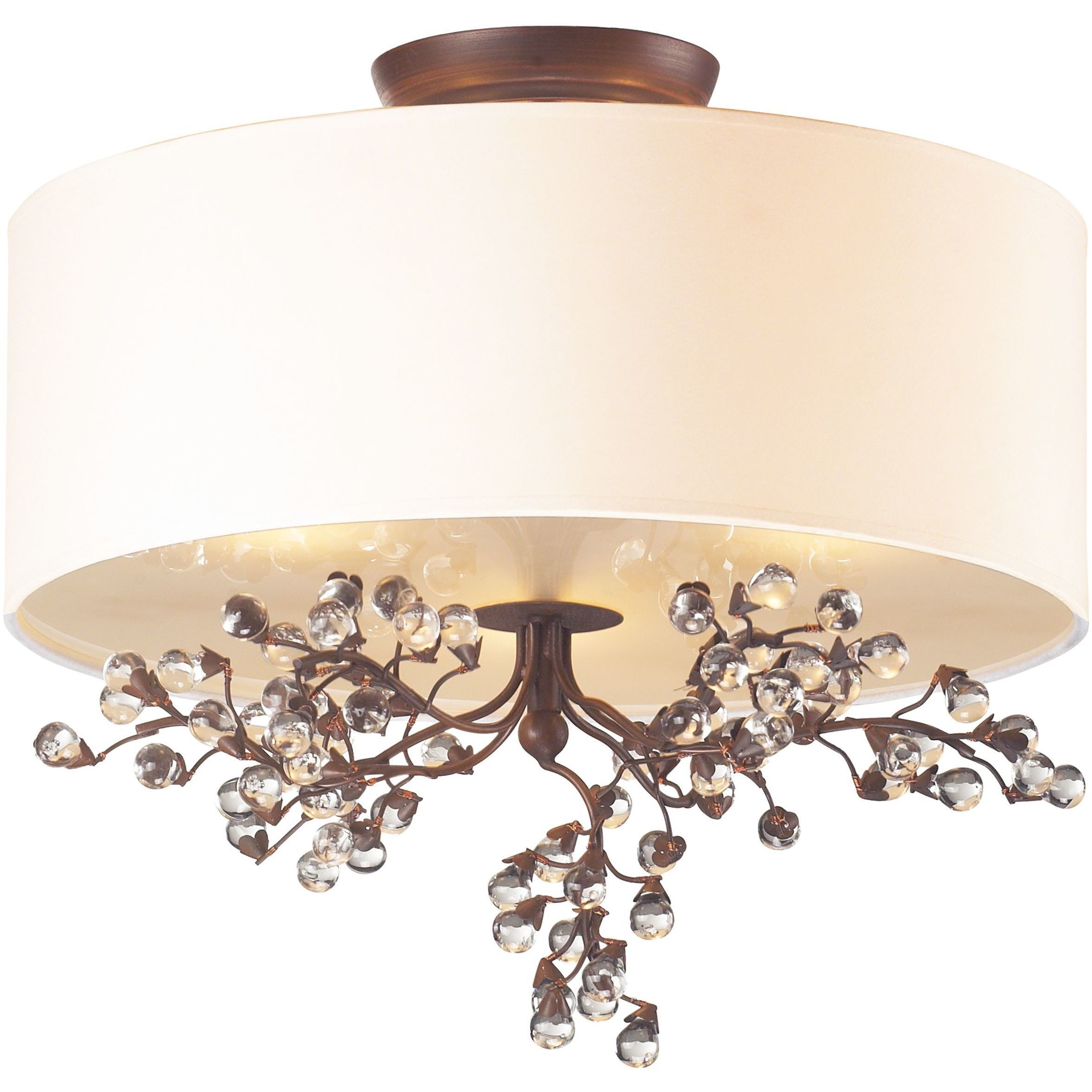 Winterberry 3 Light 16 inch Antique Darkwood Semi Flush Mount Ceiling Light