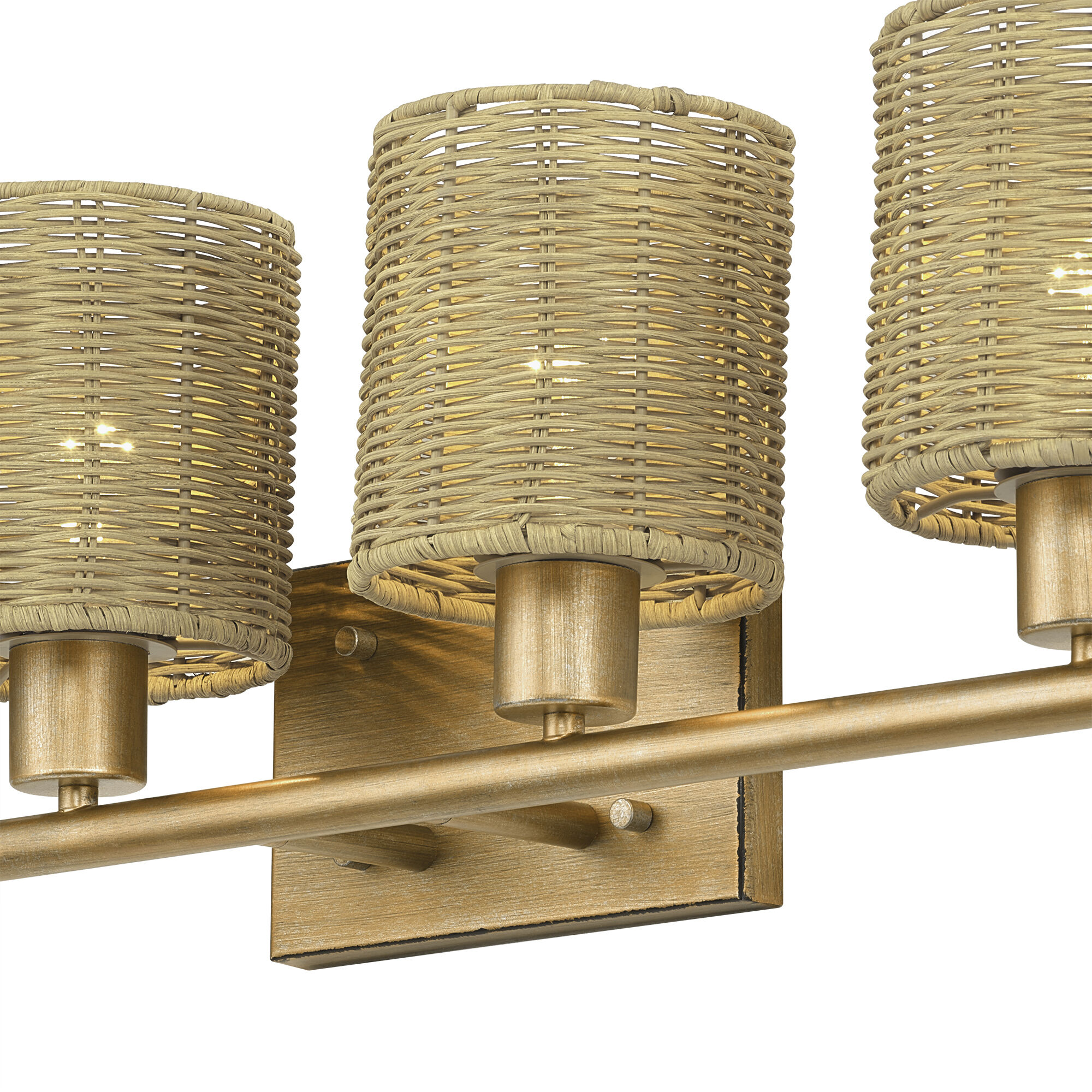 Weavington 6 Light 46 inch Antique Gold Leaf Vanity Wall Sconce Wall Light