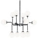 Particles 12 Light 38 inch Black and Chrome Pendant Ceiling Light in Chrome and Opal Glass