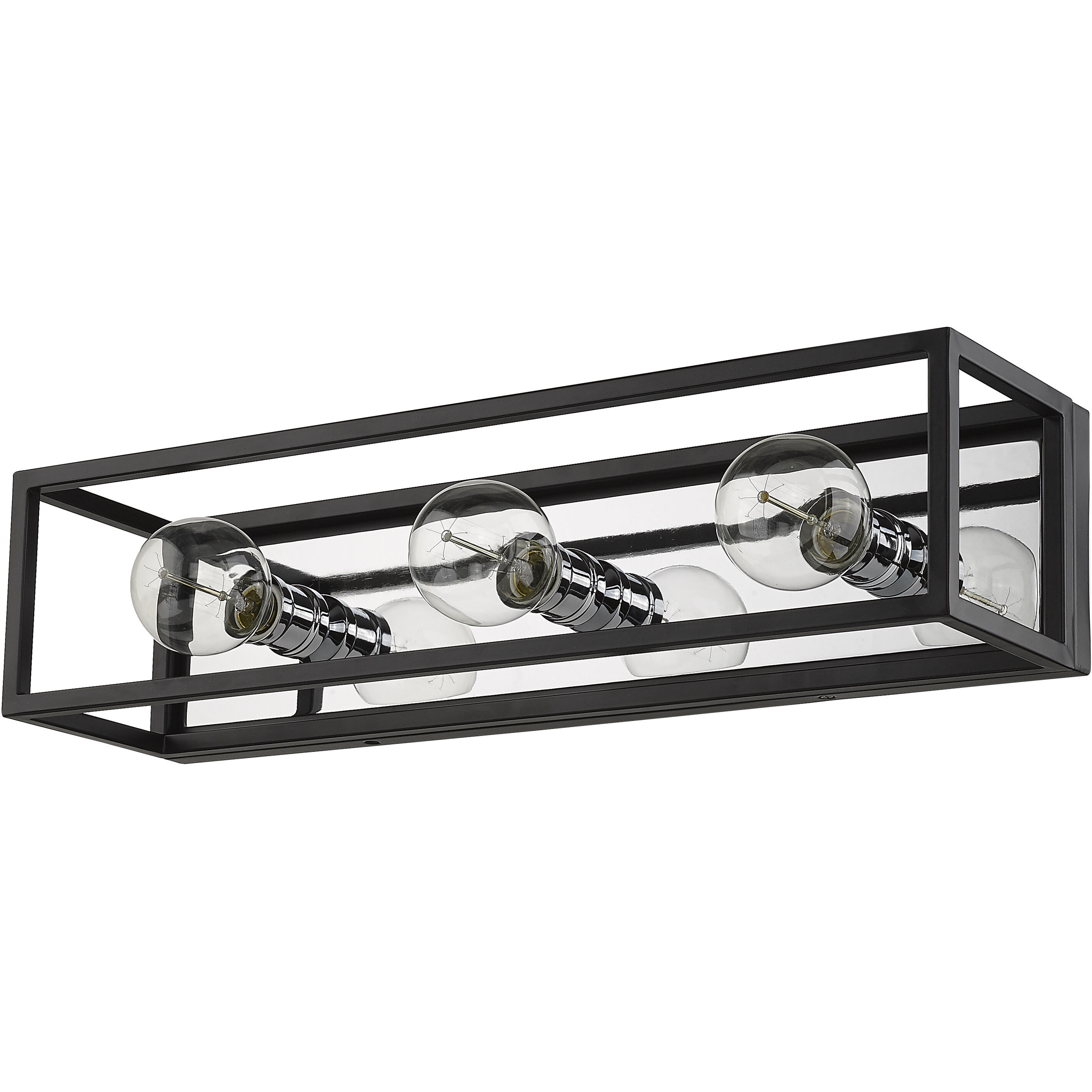 Kube 3 Light 23.5 inch Matte Black and Chrome Vanity Wall Light