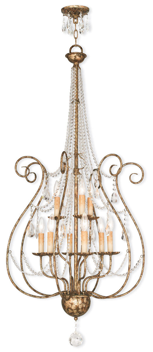 Isabella 9 Light 24 inch Hand Applied European Bronze Foyer Chandelier Ceiling Light