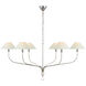 Amber Lewis Griffin LED 42 inch Polished Nickel and Parchment Leather Tail Chandelier Ceiling Light, Extra Large