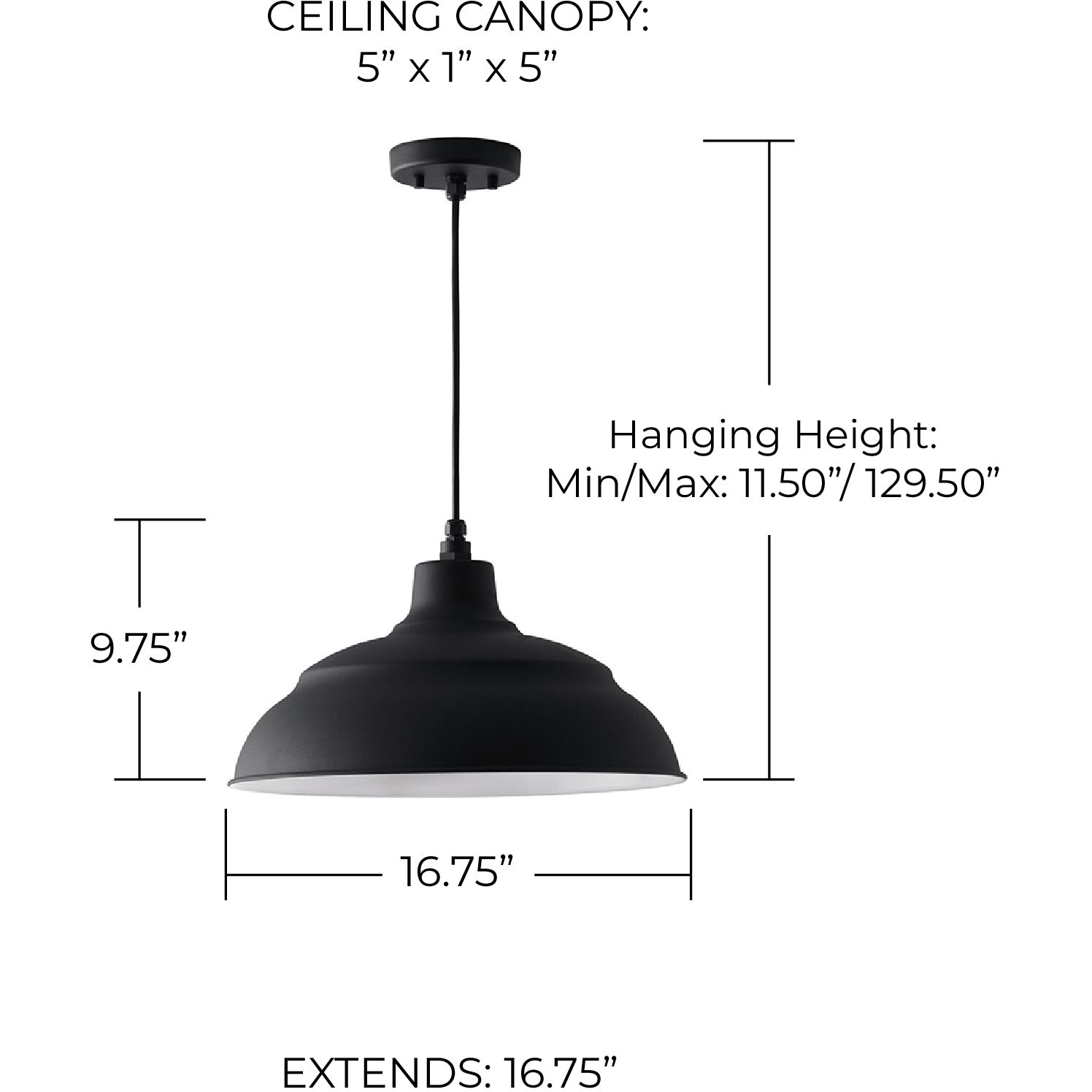 RLM 1 Light 17 inch Black Outdoor Hanging Lantern