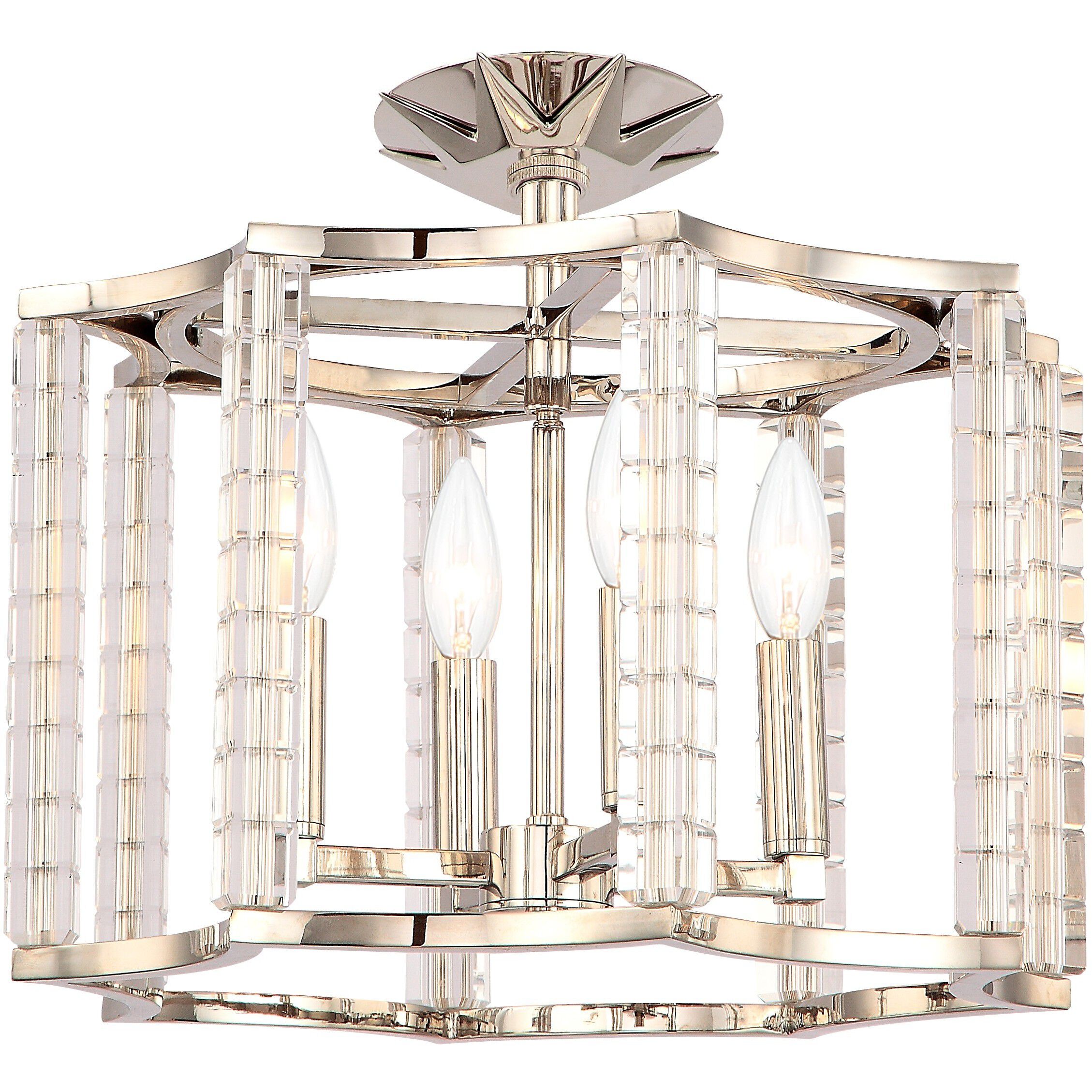 Carson 4 Light 16 inch Polished Nickel Semi Flush Ceiling Light
