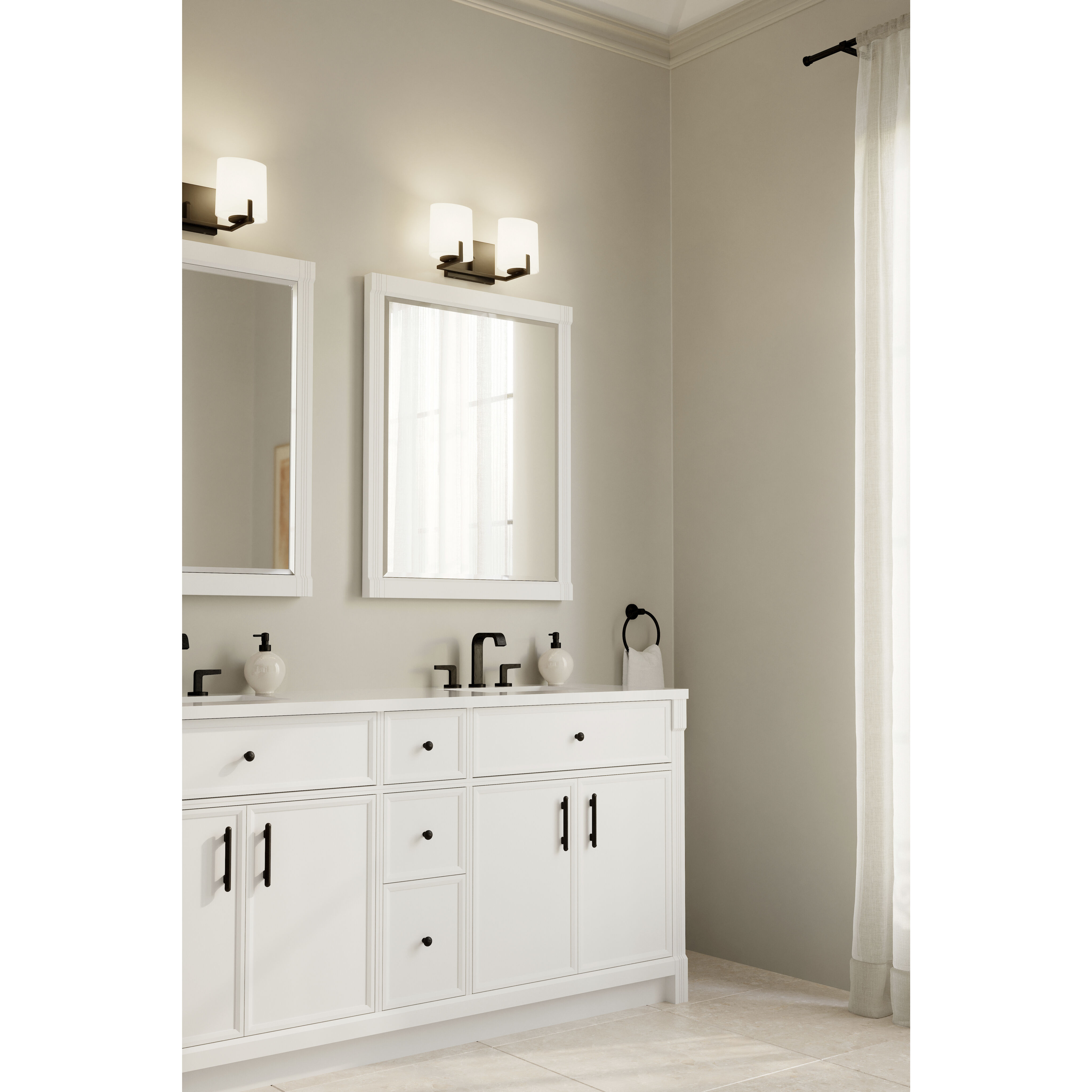 Mirelle 2 Light 16 inch Dark Matte Black Vanity Wall Light