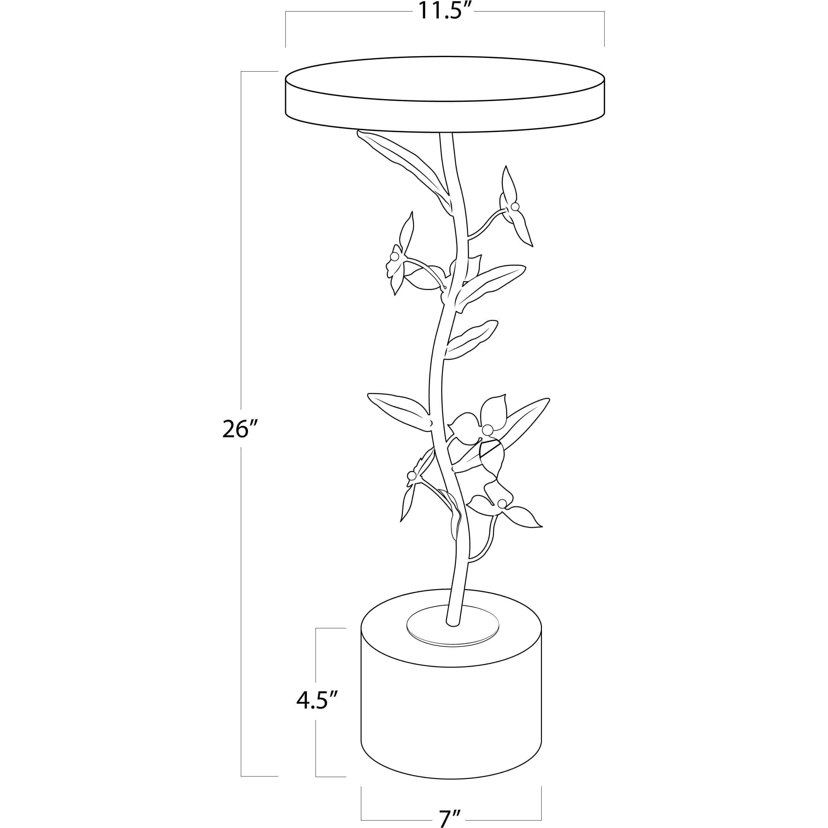 Trillium 26 X 11.5 inch Antique Gold Leaf Side Table, Martini Table