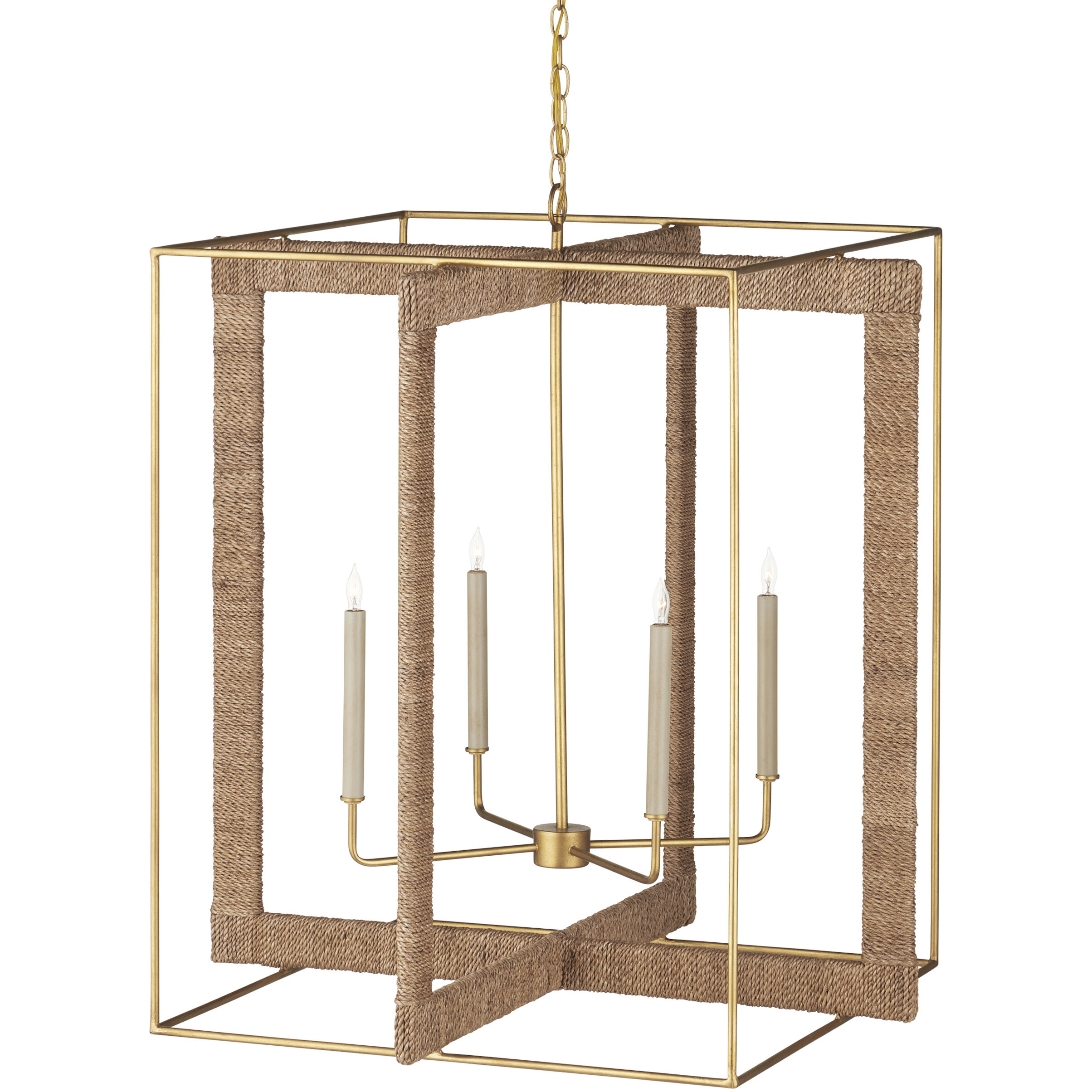 Purebred 4 Light 32.25 inch Contemporary Gold Leaf/Natural Chandelier Ceiling Light, Large