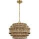 Chapman & Myers Antigua LED 22 inch Antique-Burnished Brass and Natural Abaca Drum Chandelier Ceiling Light, Small