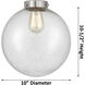Nouveau X-Large Beacon 1 Light 10 inch Brushed Satin Nickel Semi-Flush Mount Ceiling Light in Seedy Glass, Nouveau