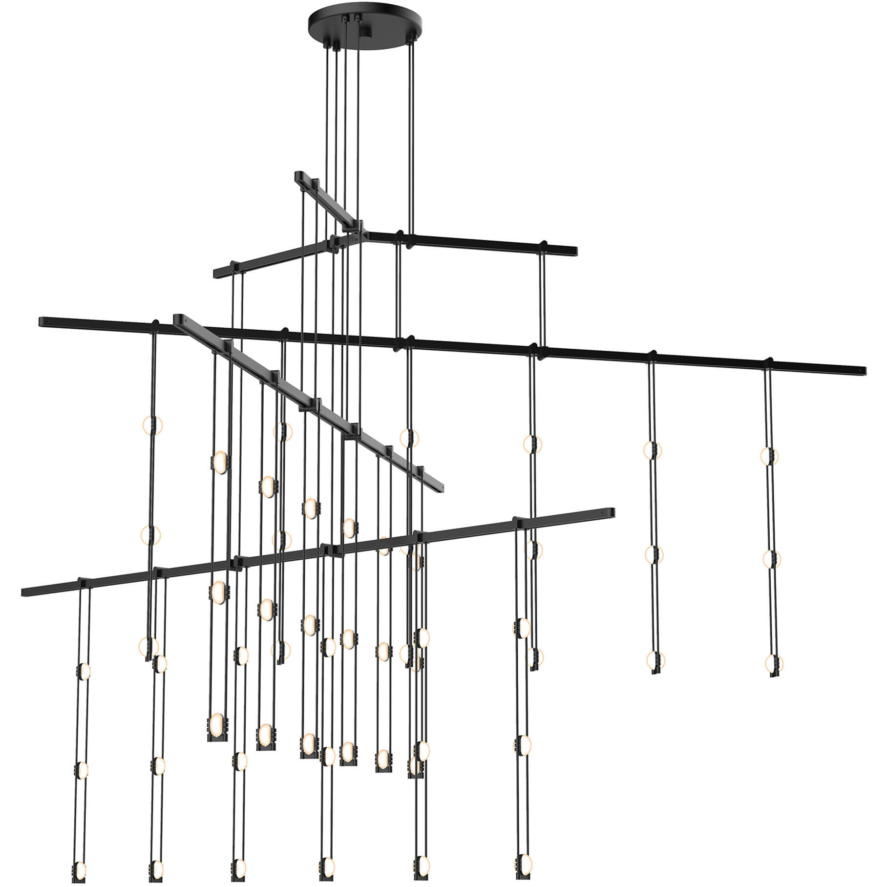 Suspenders LED 48 inch Satin Black Modular Pendant Composition Ceiling Light