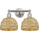Edison Woven Rattan 2 Light 17 inch Brushed Satin Nickel Bath Vanity Light Wall Light
