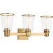 C&M by Chapman & Myers Alessa 3 Light 22.13 inch Burnished Brass Bath Vanity Wall Sconce Wall Light